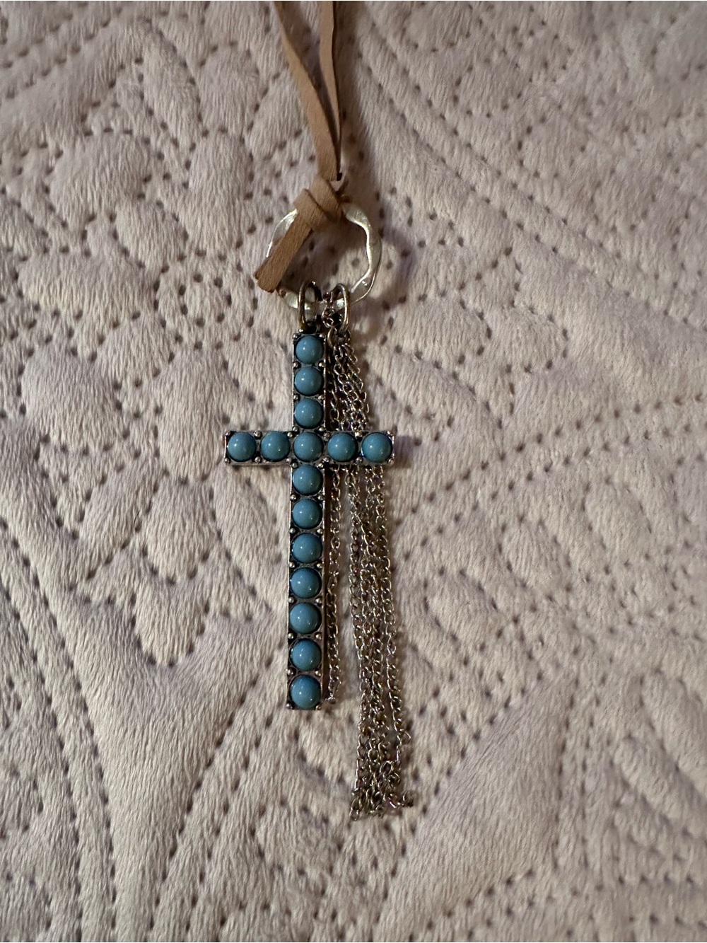 Turquoise cross western suede necklace BN